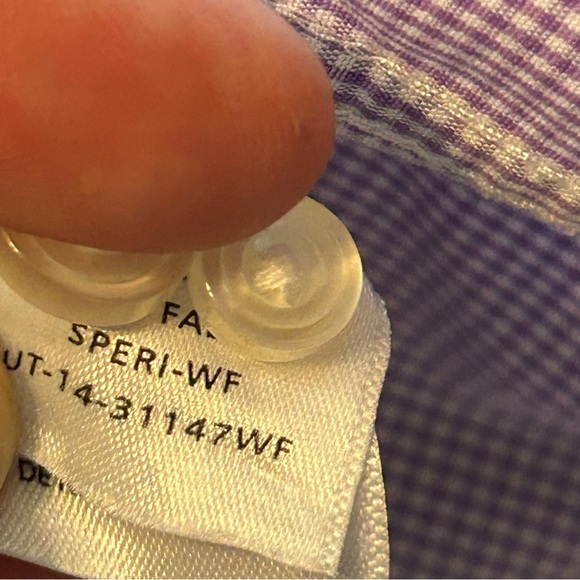 Untuck It Mens XL Slim Fit Wrinkle Free Purple White Plaid Button Up Shirt - Picture 6 of 6